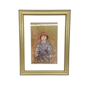 Edna Hibel Takashi Limited Edition Lithograph Framed Signed 1183/2000 Gold 1988